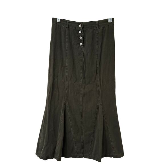 Moa Womens Size Small Army Green High Rise Flared Maxi Skirt Grunge Y2K Boho - Picture 1 of 5